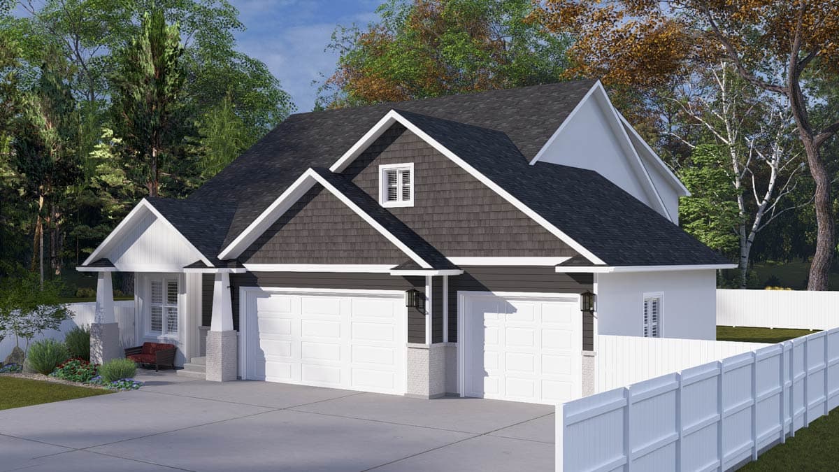 Plan 61775UT: Craftsman  House Plan with Five Bedrooms and Three-Car Garage - Image #2 - Craftsman