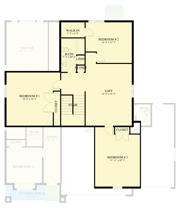 Plan 61775UT: Craftsman  House Plan with Five Bedrooms and Three-Car Garage - Floor Plan - 2nd Level - Craftsman