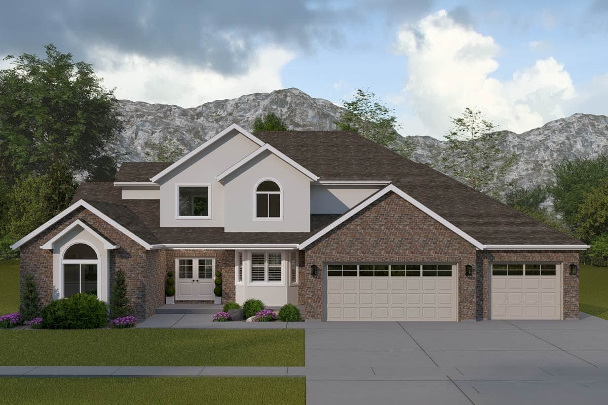 Plan image - 61776UT:European Traditional House Plan with Four Bedrooms and Three Car Garage