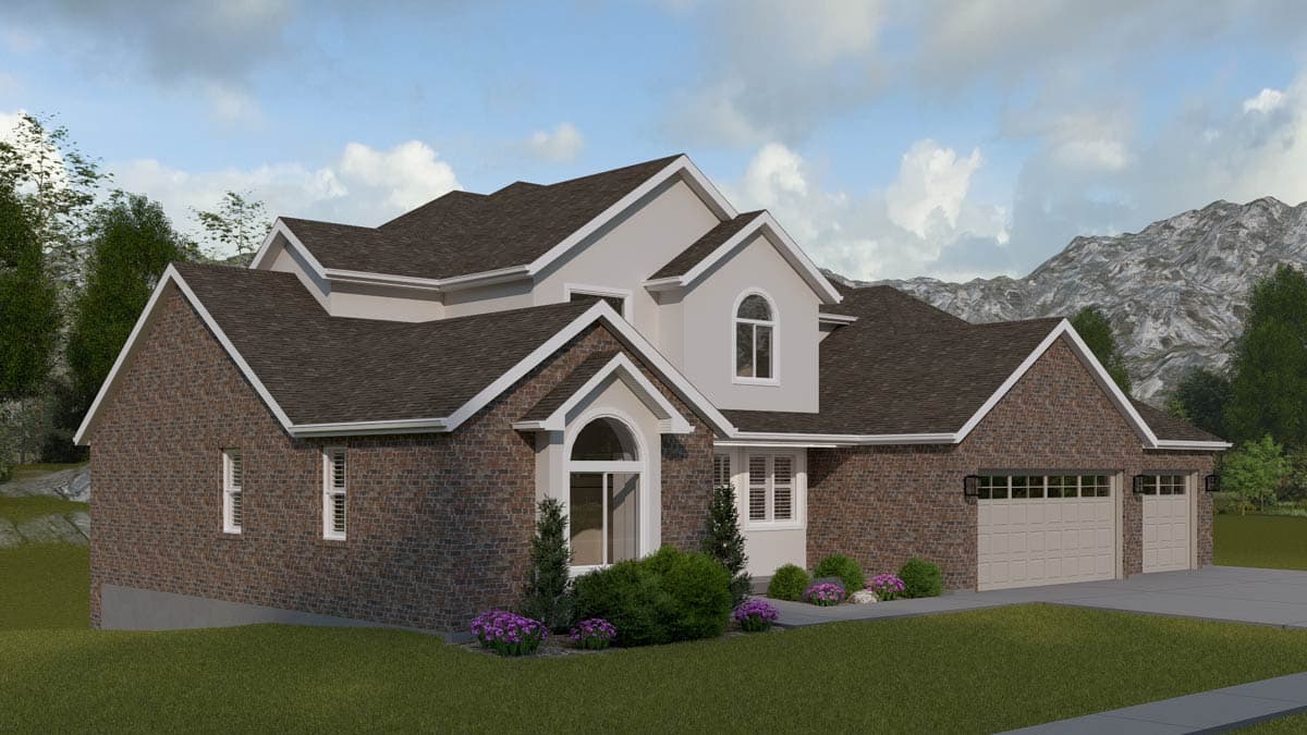 Plan 61776UT: European Traditional House Plan with Four Bedrooms and Three Car Garage - Image #5 - European, Traditional