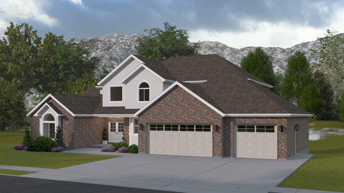 Plan 61776UT: European Traditional House Plan with Four Bedrooms and Three Car Garage - Image #3 - European, Traditional