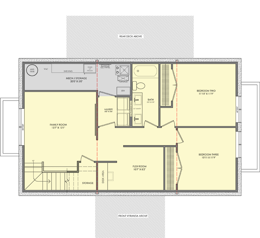 Plan 318307MAT: Cozy Three Bedroom Cottage House Plan with Vaulted Living Room - Floor Plan - Lower Level - Cabin, Cottage, Farmhouse