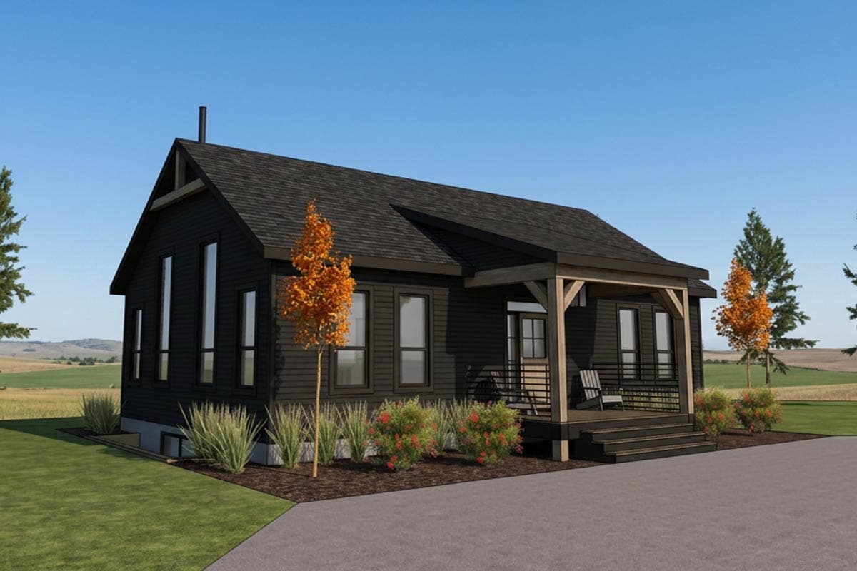 Plan 318307MAT: Cozy Three Bedroom Cottage House Plan with Vaulted Living Room - Image #2 - Cabin, Cottage, Farmhouse