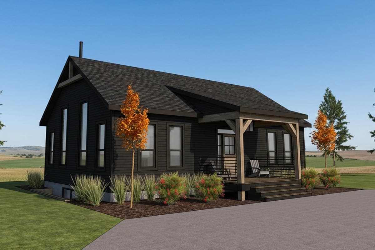 Plan 318307MAT: Cozy Three Bedroom Cottage House Plan with Vaulted Living Room - Image #4 - Cabin, Cottage, Farmhouse