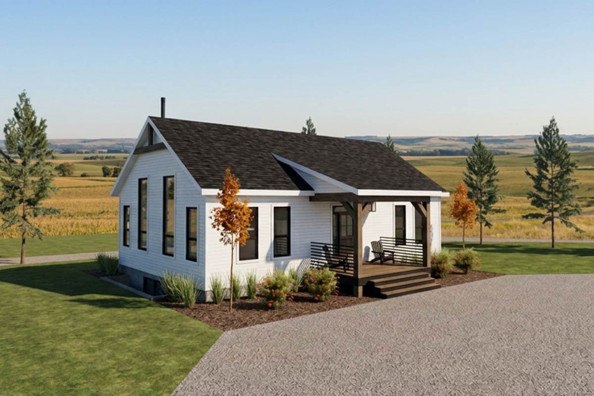 Plan image - 318307MAT:Cozy Three Bedroom Cottage House Plan with Vaulted Living Room
