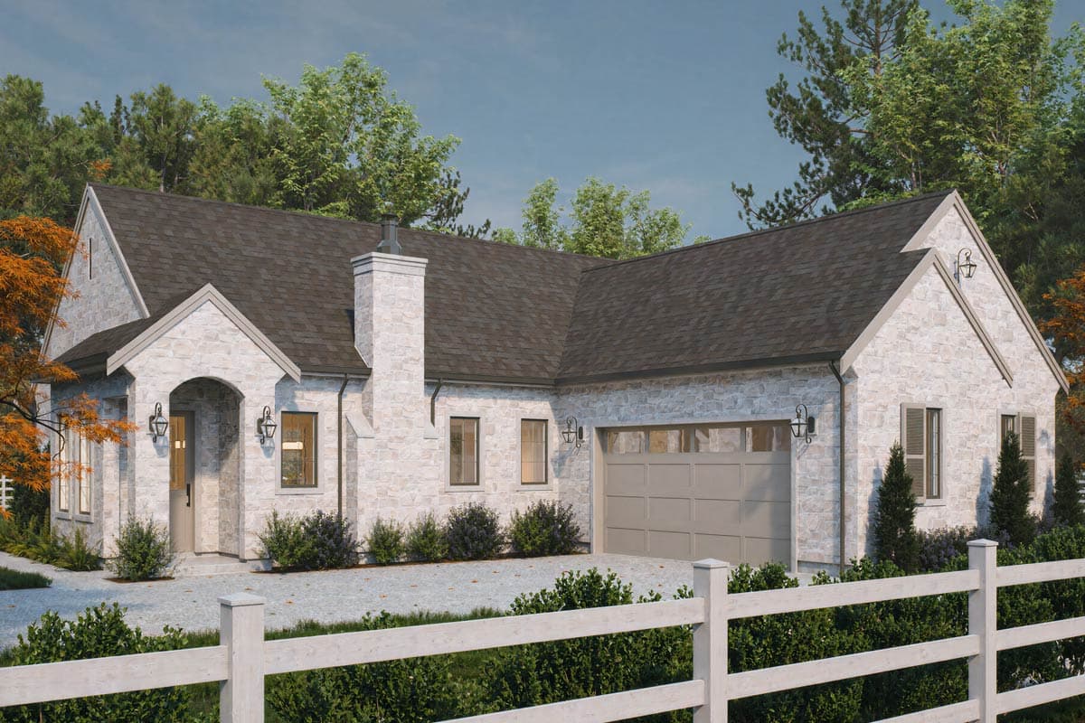 Plan image - 330030WLE:Charming European Cottage House Plan with Two Bedrooms and Open Layout