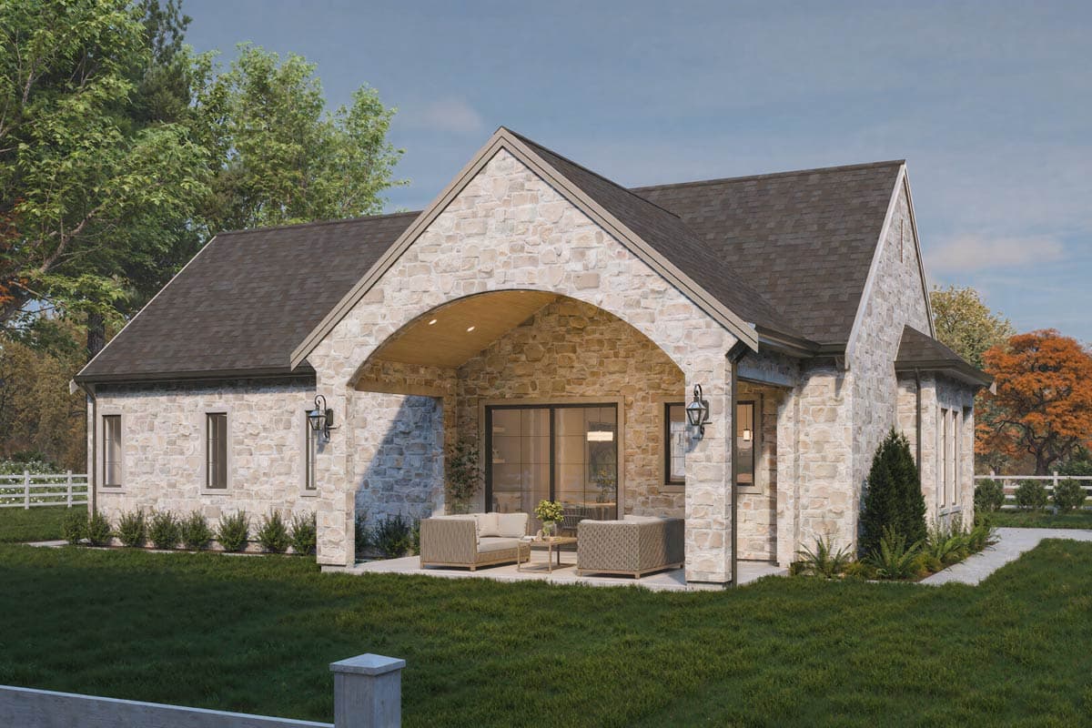 Plan 330030WLE: Charming European Cottage House Plan with Two Bedrooms and Open Layout - Image #4 - Cottage, European, French Country