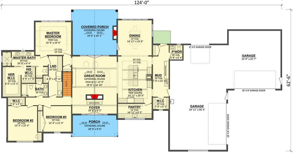 Plan 911083JVD: Modern Farmhouse House Plan with 4-Car Garage and 3 Bedrooms - Floor Plan - Image #15 - Contemporary, Country, Modern, Modern Farmhouse, Ranch, Transitional