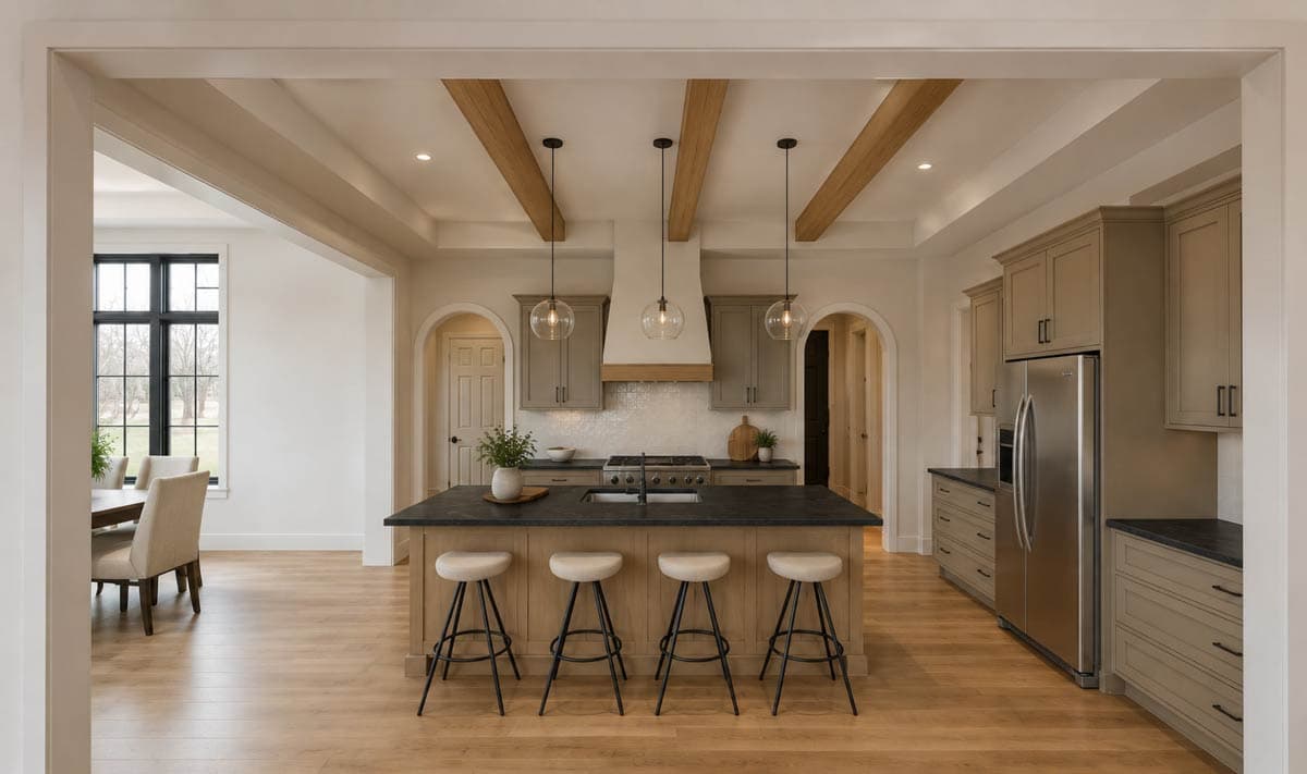 Plan 911083JVD: Modern Farmhouse House Plan with 4-Car Garage and 3 Bedrooms - Image #5 - Contemporary, Country, Modern, Modern Farmhouse, Ranch, Transitional