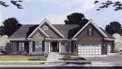 3-Bed House Plan with a Mixed-Face Exterior
