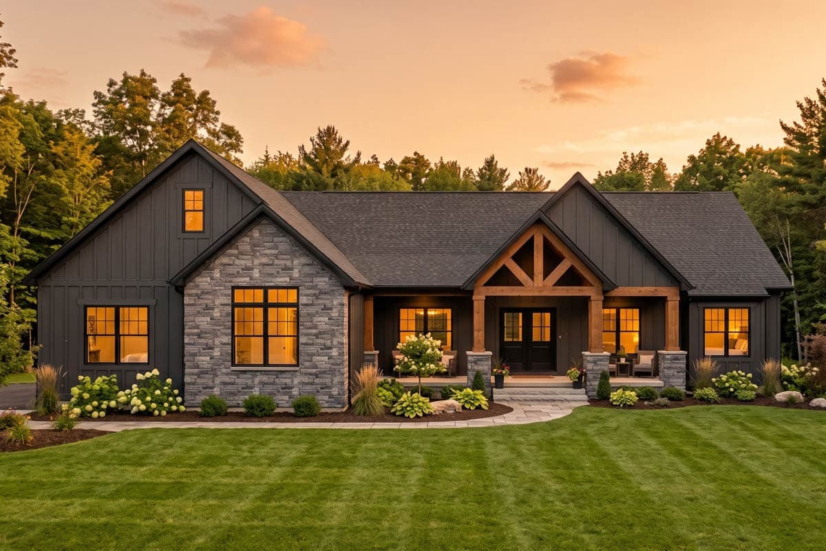 Plan 911084JVD: Modern Farmhouse House Plan with 3 Bedrooms and 3-Car Garage - Image #3 - Contemporary, Craftsman, Farmhouse, Modern Farmhouse, Ranch