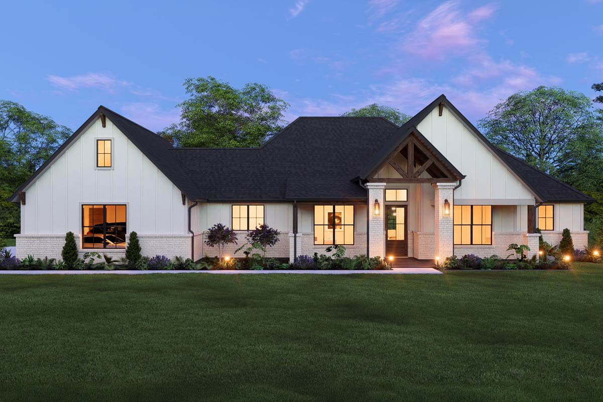 Plan image - 25458TF:New American Farmhouse House Plan with Four Bedrooms and Three-Car Garage