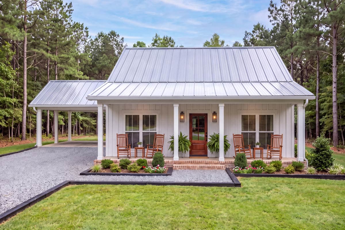Plan 52063HZ: Charming Three Bedroom Modern Farmhouse House Plan with Attached Carport - Image #4 - Country, Modern Farmhouse, Traditional