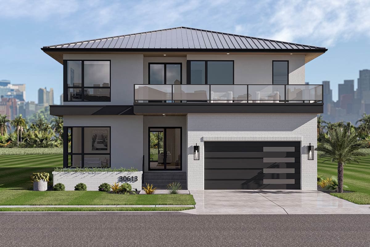 Plan 623686DJ: Stunning Contemporary House Plan Featuring Four Bedrooms and Modern Amenities - Image #3 - Contemporary, Modern
