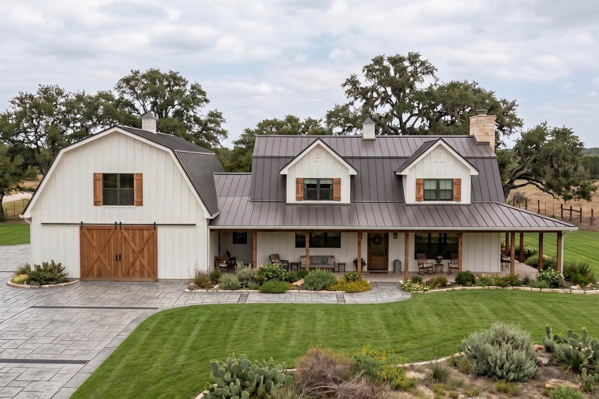 Plan image - 623687DJ:Spacious Five Bedroom Barndominium House Plan with Expansive Wraparound Porch
