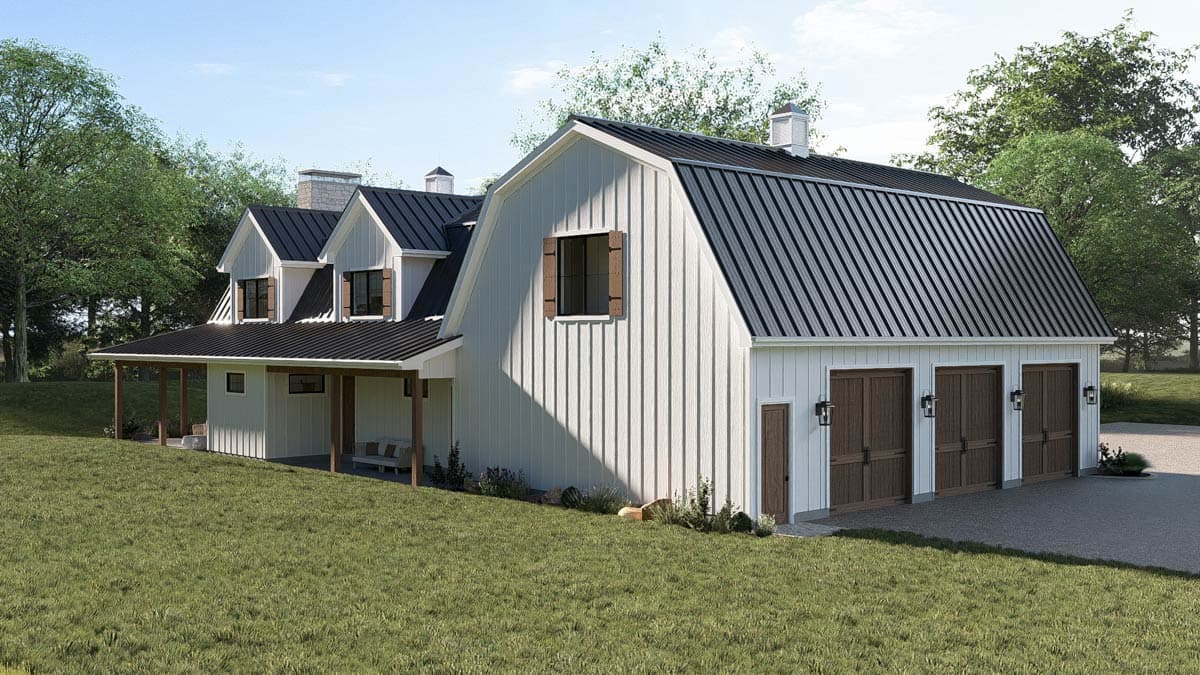 Plan 623687DJ: Spacious Five Bedroom Barndominium House Plan with Expansive Wraparound Porch - Image #7 - Barndominium, Farmhouse