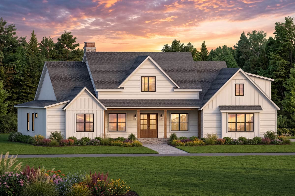 Plan 818227JSS: Modern Farmhouse House Plan with 4 Bedrooms and Split Bedroom Layout - Image #2 - Country, Craftsman, Farmhouse, Modern Farmhouse