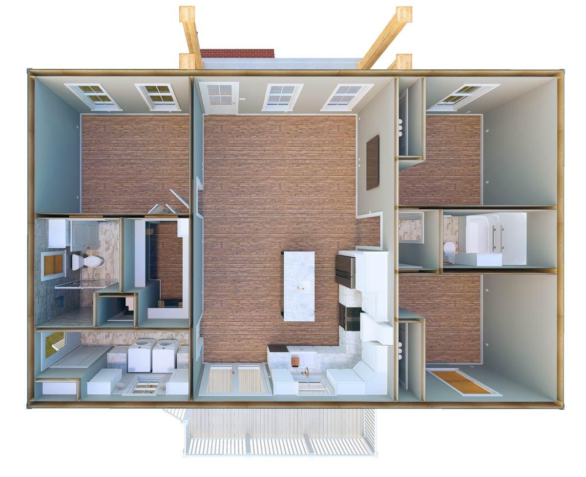 Plan 25091DH: Charming Modern Farmhouse House Plan with Three Bedrooms and Split Layout - Image #14 - Cottage, Farmhouse, Modern Farmhouse, New American