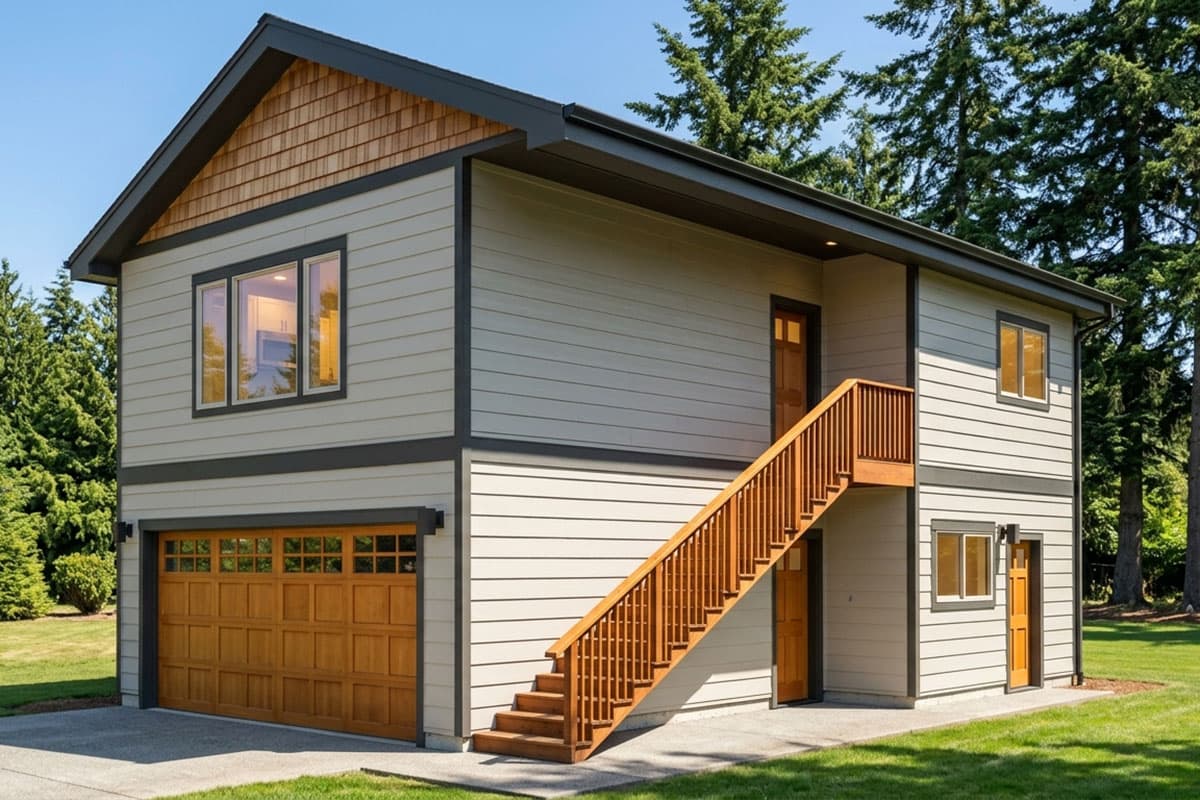 Charming Two Bedroom Carriage House Plan with Two Car Garage