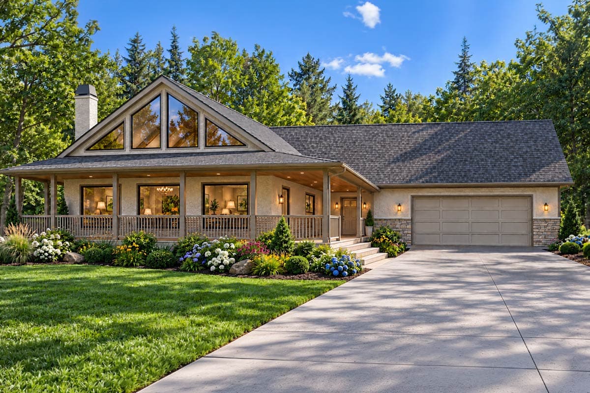 Three Bedroom Country Cottage House Plan with Wraparound Porch