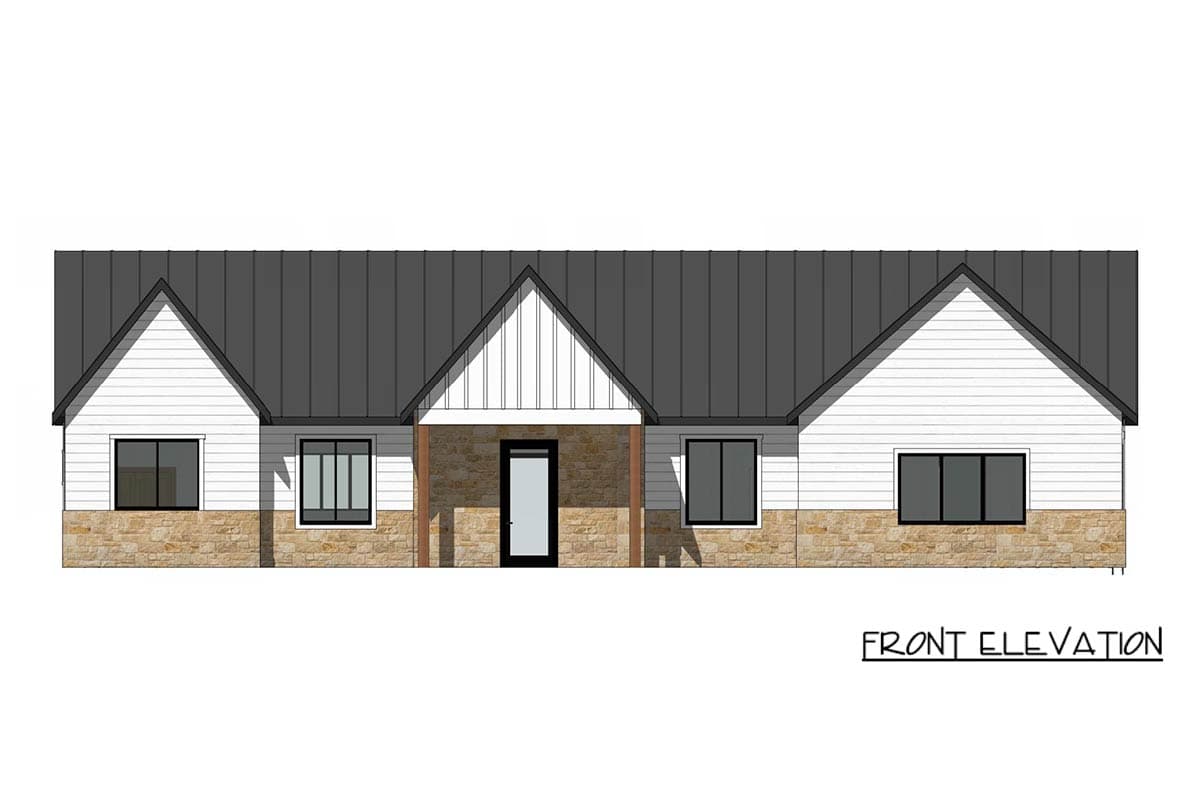 Plan 421055HFC: Modern Farmhouse Hill Country House Plan with Three Bedrooms - Image #2 - Hill Country, Modern Farmhouse