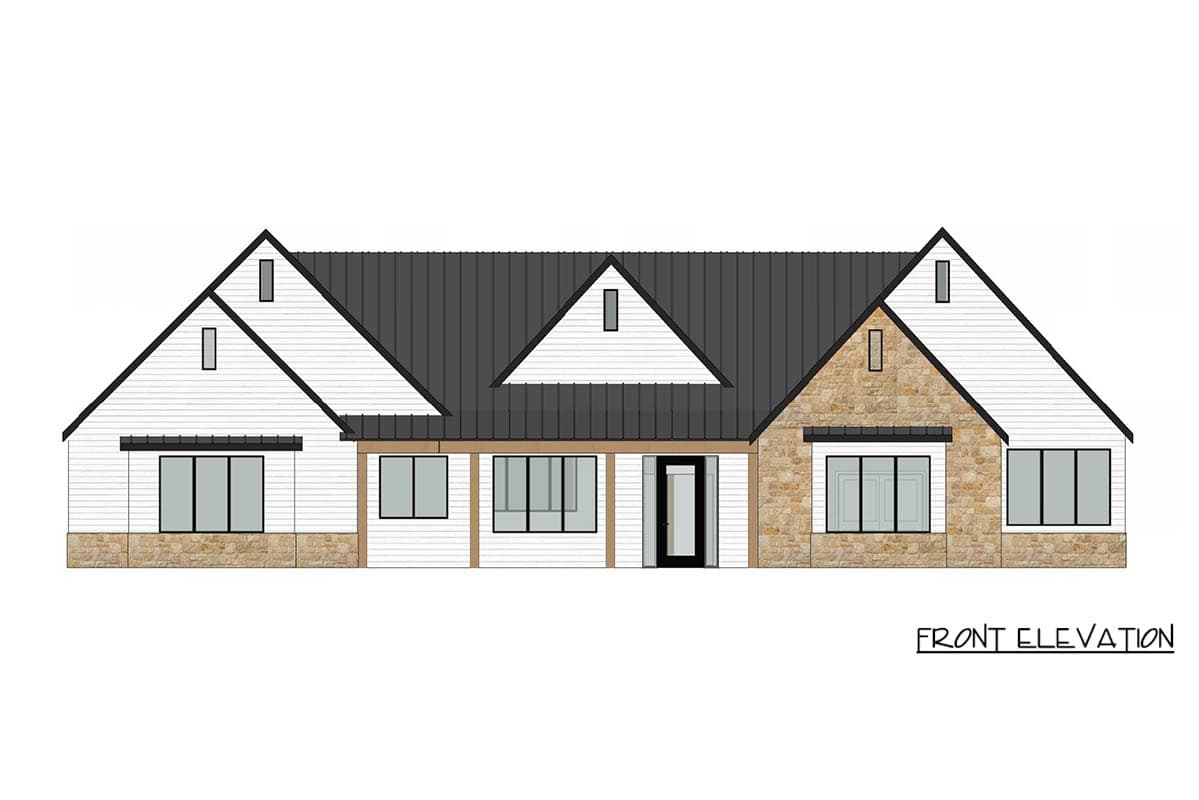 Plan 421056HFC: Modern Hill Country House Plan with 4 Bedrooms and 3-Car Garage - Image #2 - Hill Country, Modern, Modern Farmhouse