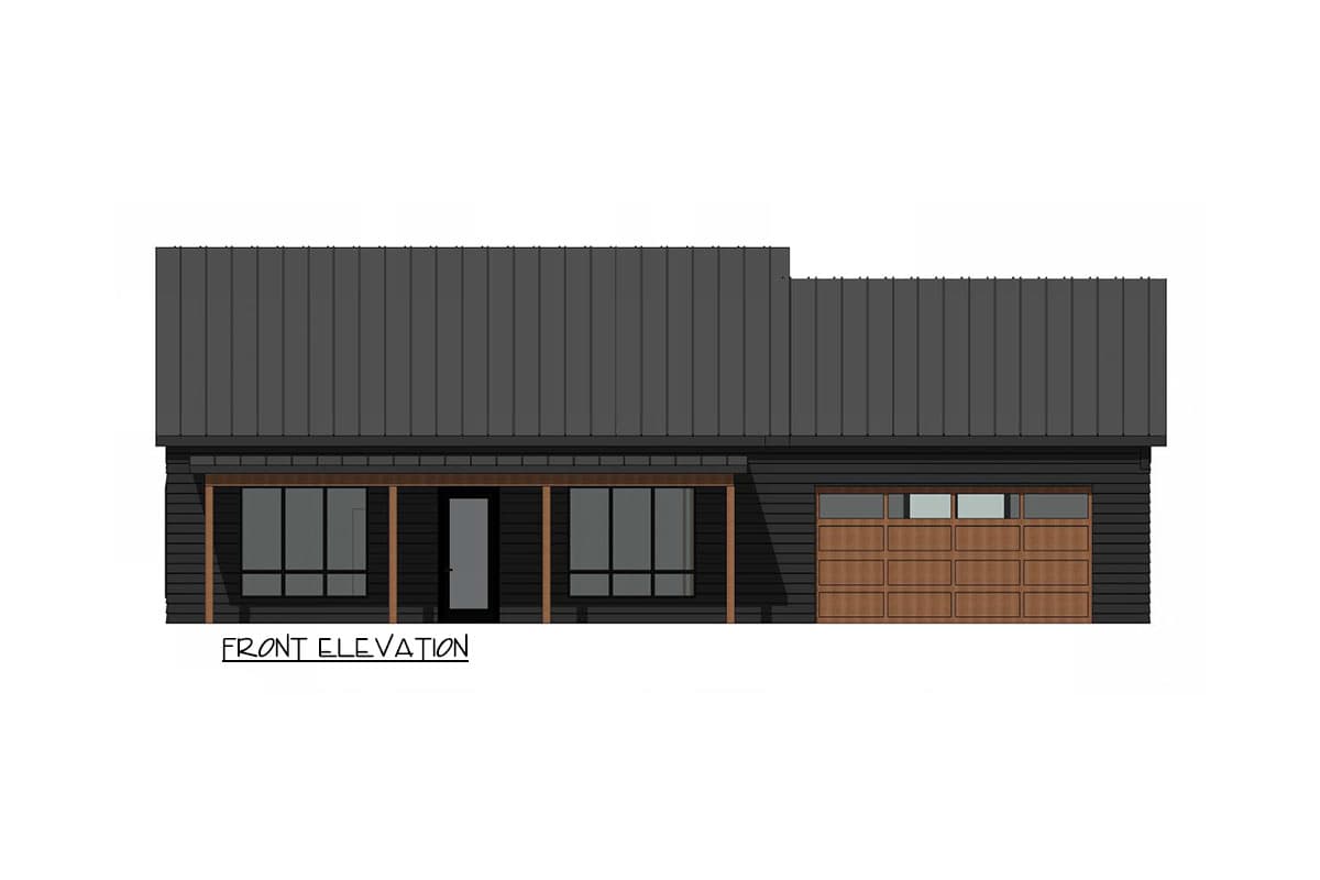 Plan 421057HFC: Charming Two Bedroom Modern Farmhouse Cottage House Plan - Image #2 - Cottage, Modern Farmhouse