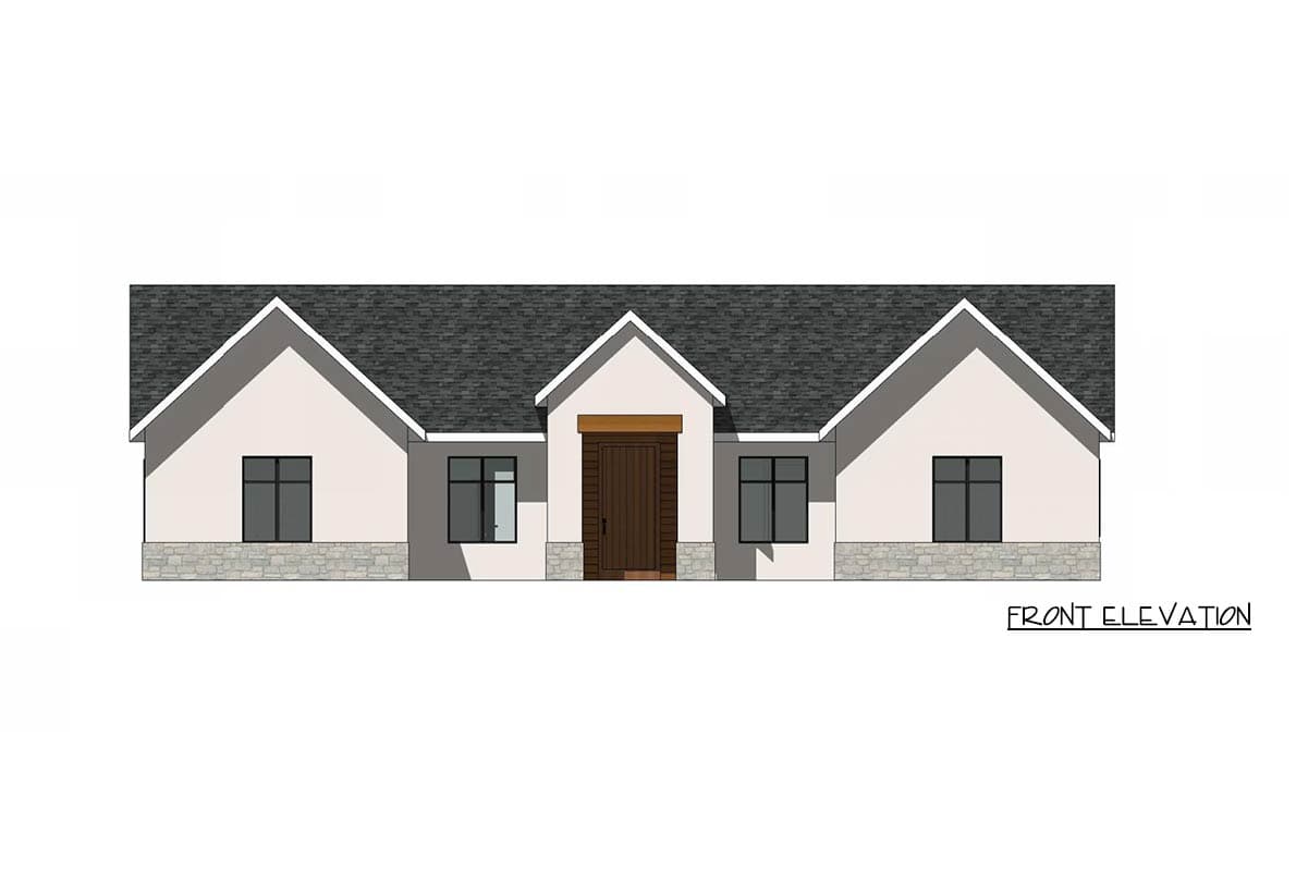 Plan 421058HFC: Modern European Farmhouse Plan with Four Bedrooms and Vaulted Ceilings - Image #2 - Country, European, Modern, Ranch