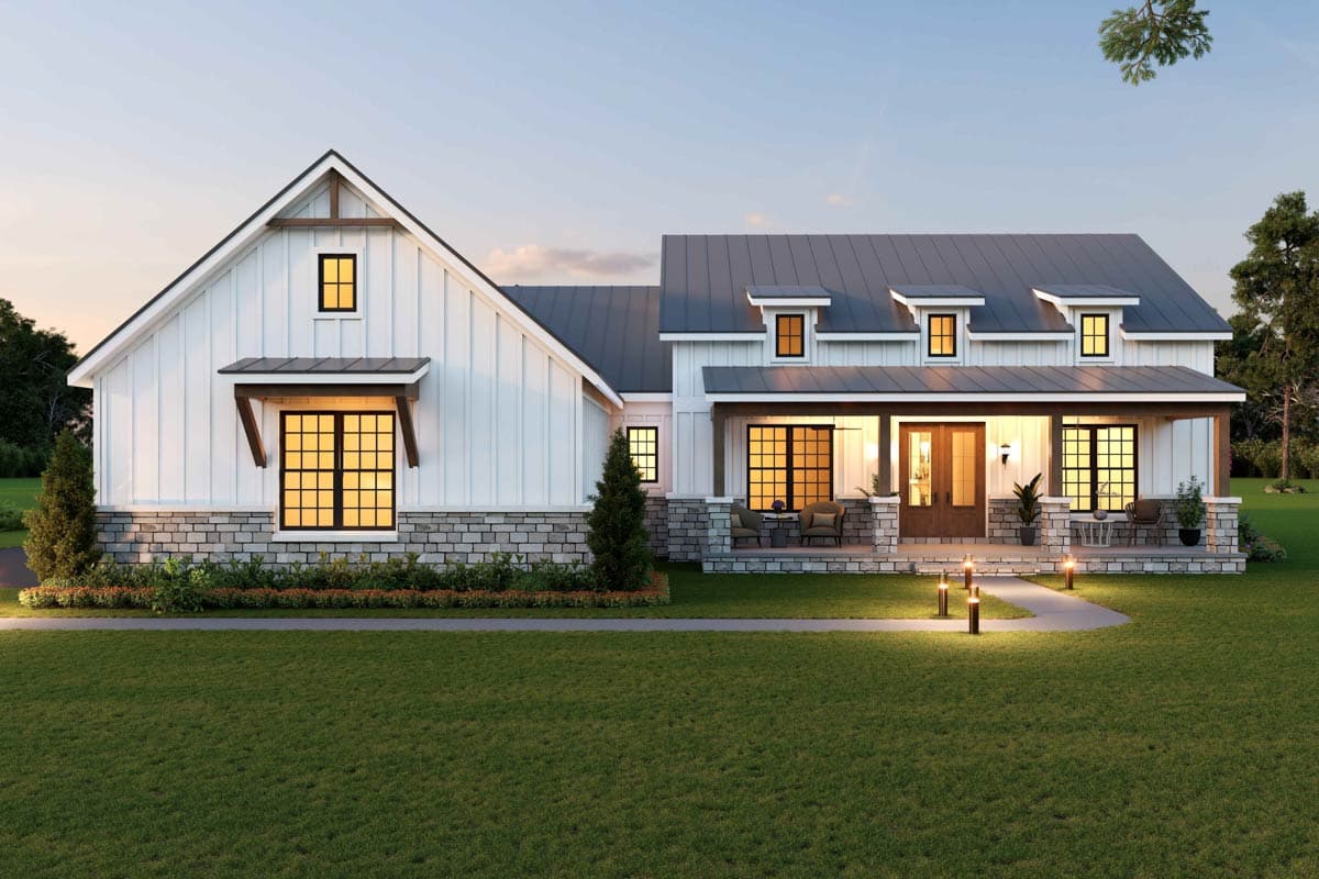 Plan image - 680727VR:Modern Farmhouse House Plan with Three Bedrooms and Expansive Porch Space