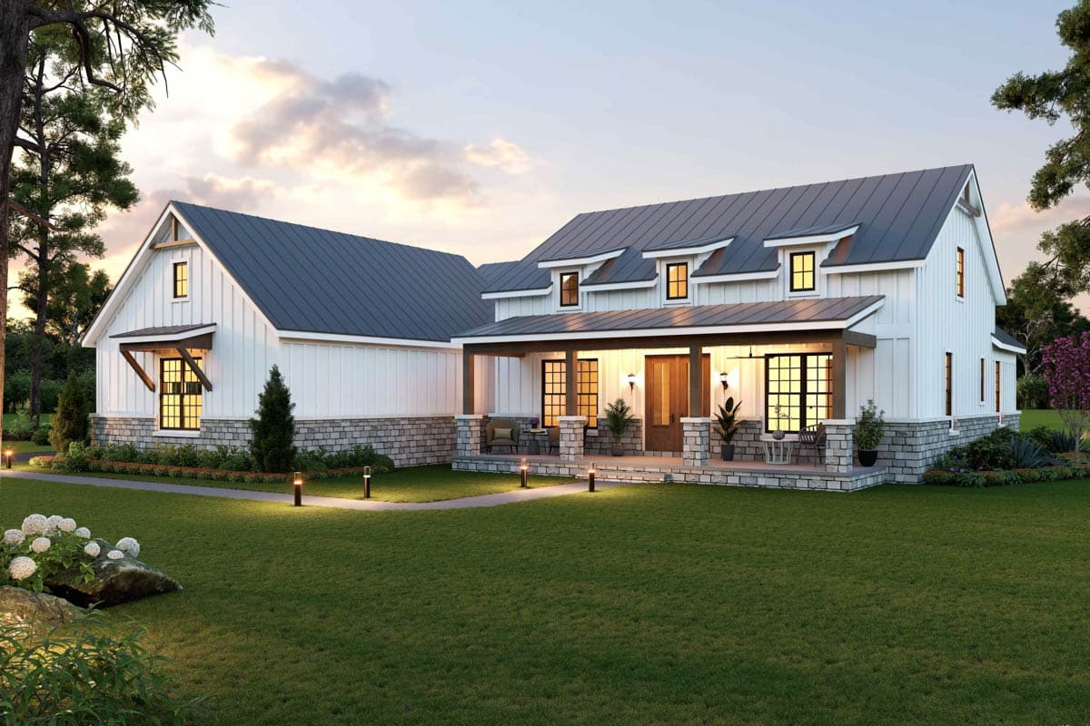 Plan 680727VR: Modern Farmhouse House Plan with Three Bedrooms and Expansive Porch Space - Image #2 - Modern Farmhouse, New American