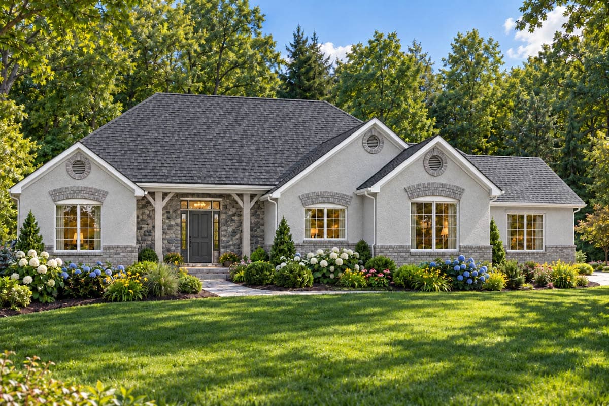 Plan image - 849190PGE:Country Ranch House Plan with Three Car Garage