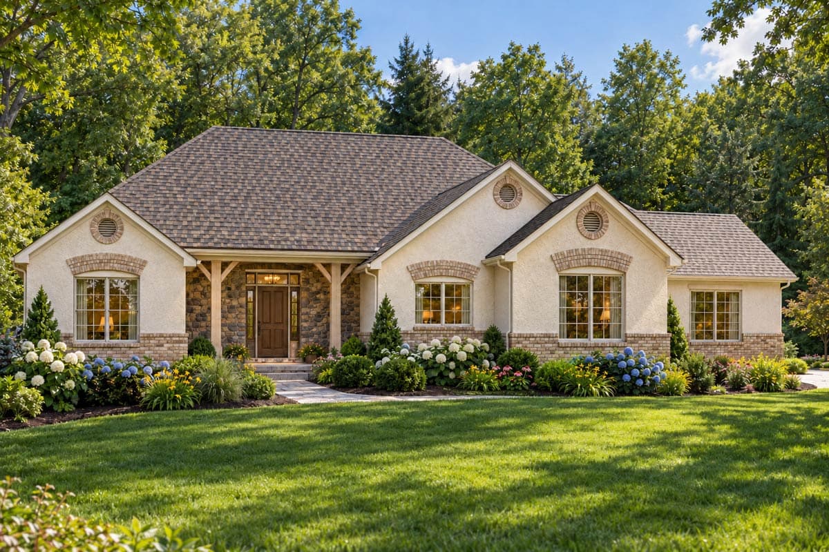 Plan 849190PGE: Country Ranch House Plan with Three Car Garage - Image #2 - French Country, Ranch, Traditional