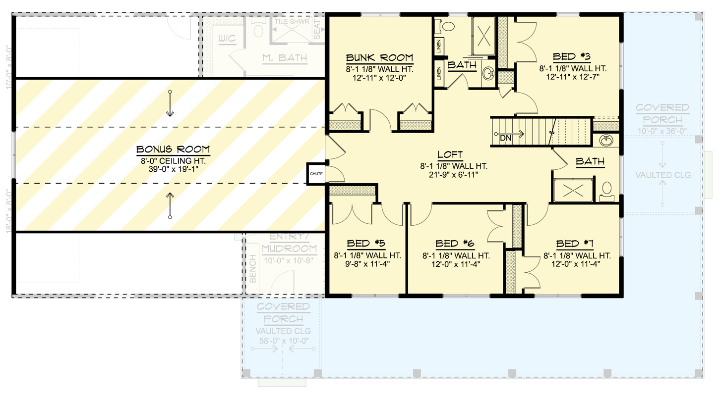 Plan 135483GRA: Modern Farmhouse House Plan with Seven Bedrooms and Wraparound Porch - Floor Plan - Image #20 - Country, Craftsman, Farmhouse, Modern, Modern Farmhouse