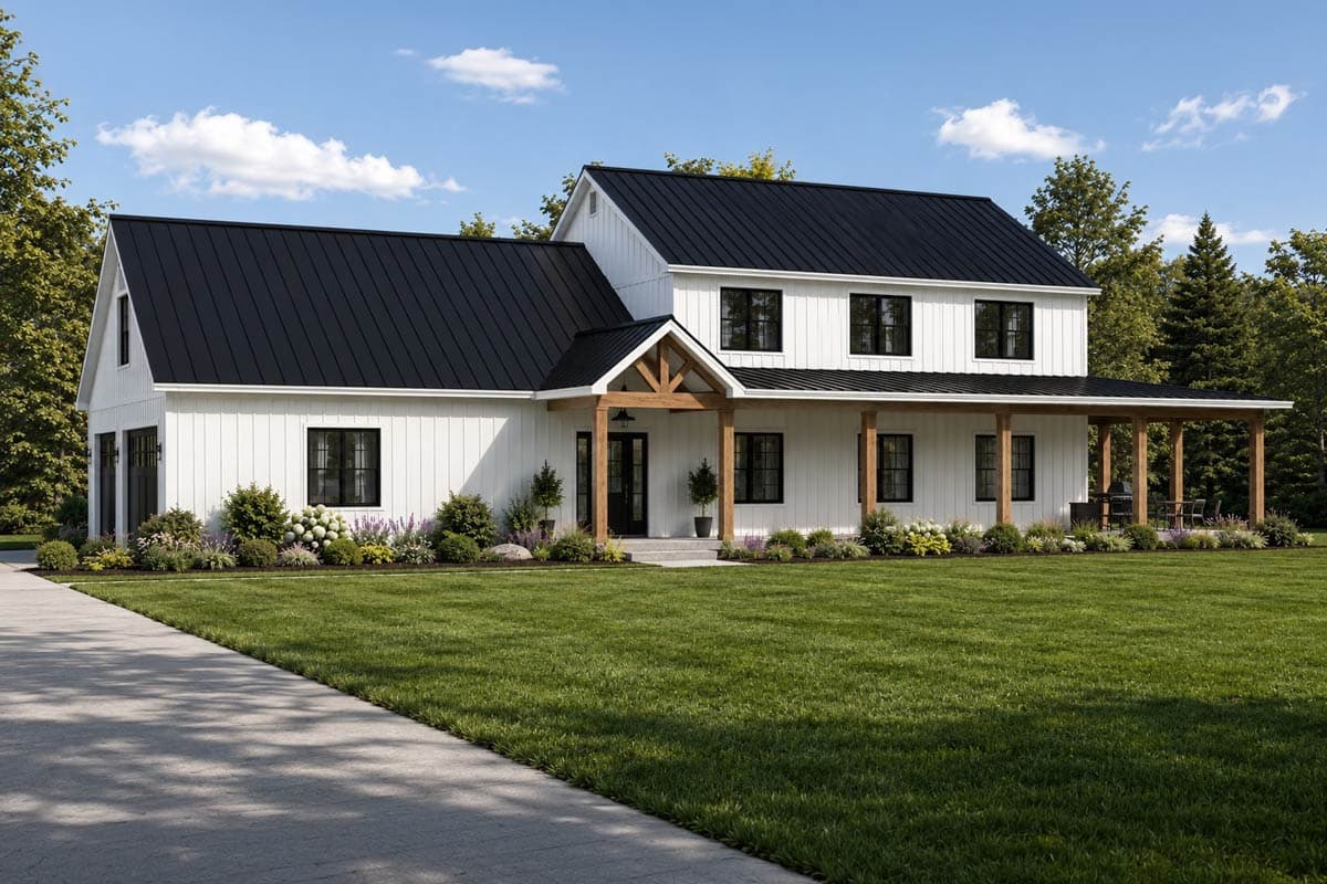 Plan image - 135483GRA:Modern Farmhouse House Plan with Seven Bedrooms and Wraparound Porch