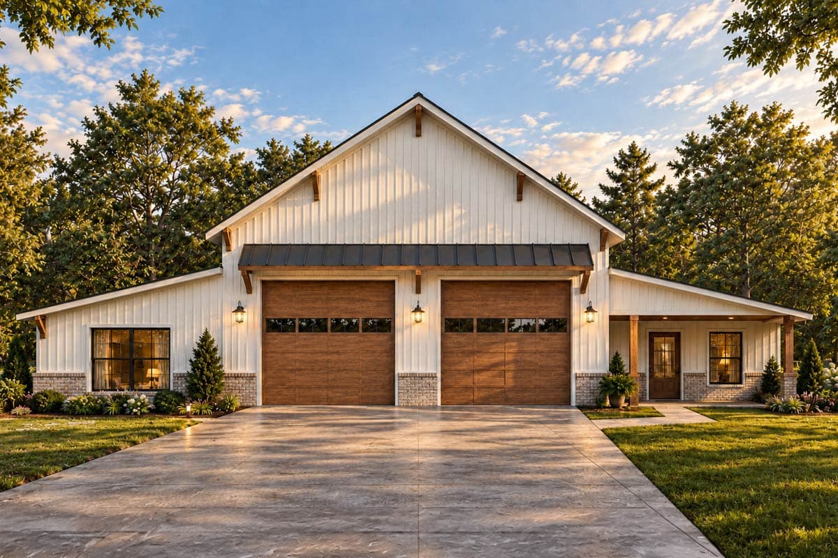 Plan 810070RBT: Modern Farmhouse Barndominium House Plan with Massive RV Garage and Workshop - Image #2 - Barndominium, Country, Farmhouse, Modern Farmhouse, New American