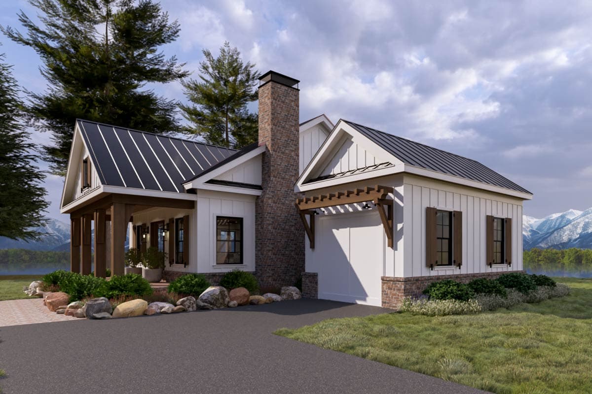 Plan 865033SHW: Craftsman Cottage House Plan with One Bedroom and Garage - Image #4 - Cottage, Craftsman, Farmhouse
