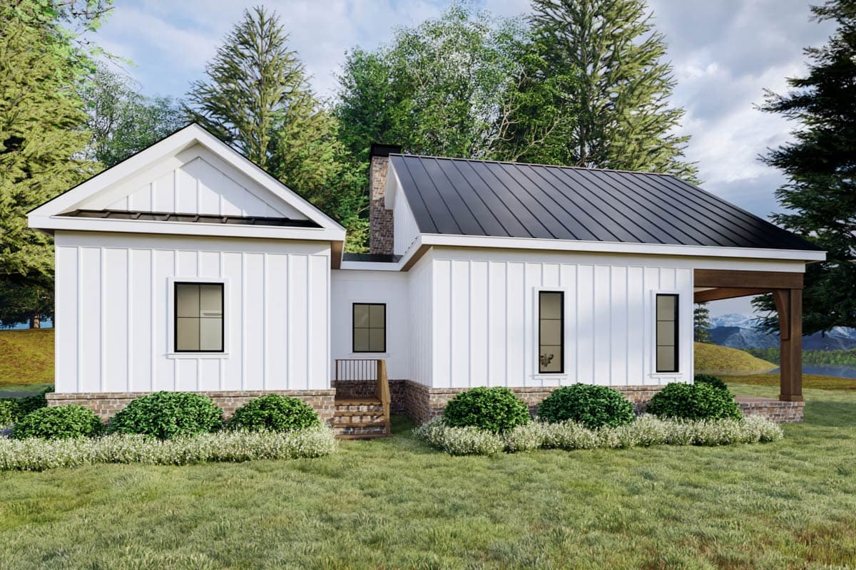 Plan 865033SHW: Craftsman Cottage House Plan with One Bedroom and Garage - Image #2 - Cottage, Craftsman, Farmhouse
