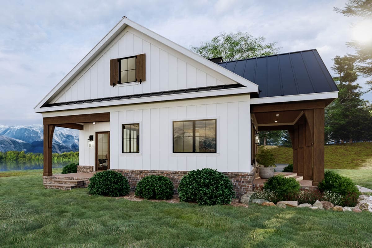 Plan 865033SHW: Craftsman Cottage House Plan with One Bedroom and Garage - Image #3 - Cottage, Craftsman, Farmhouse