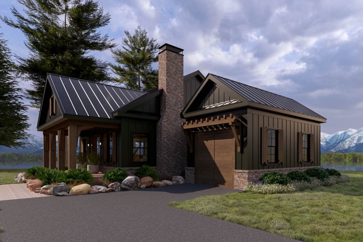 Plan 865033SHW: Craftsman Cottage House Plan with One Bedroom and Garage - Image #5 - Cottage, Craftsman, Farmhouse