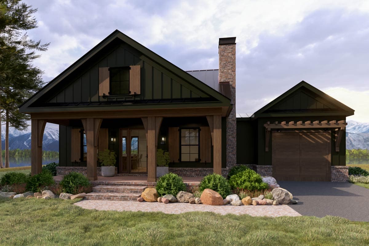 Plan 865033SHW: Craftsman Cottage House Plan with One Bedroom and Garage - Image #6 - Cottage, Craftsman, Farmhouse