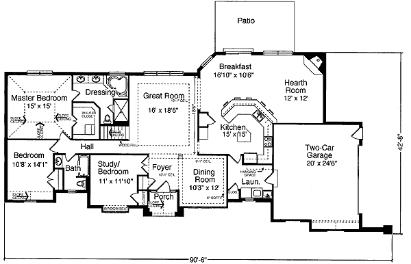 Plan 3955ST: Basement with Bar, Billiards and Theater - Floor Plan - Main Level - Traditional