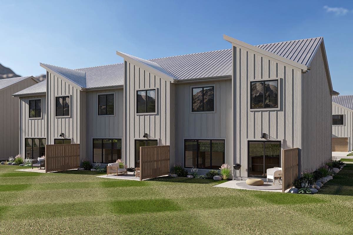 Plan 623689DJ: Contemporary Triplex House Plan with Three Bedrooms and Attached Garages - Image #6 - Contemporary, Modern
