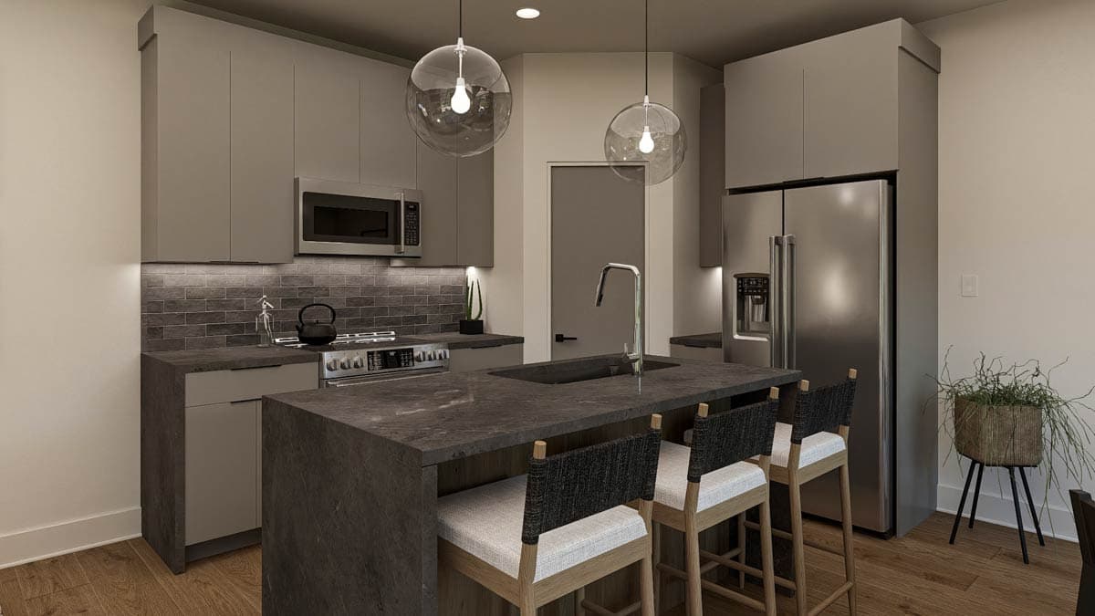 Plan 623689DJ: Contemporary Triplex House Plan with Three Bedrooms and Attached Garages - Image #12 - Contemporary, Modern