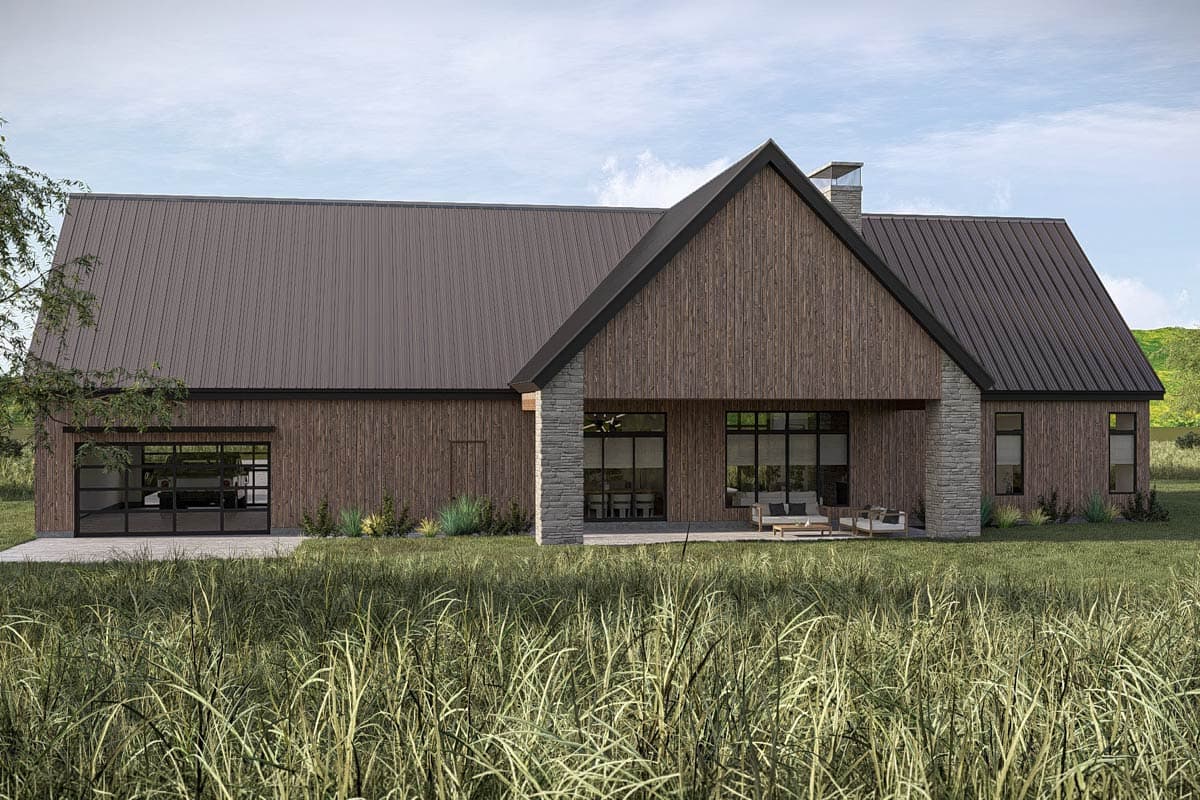 Plan 623690DJ: Modern Barndominium House Plan with 2 Bedrooms and 4-Car Garage - Image #5 - Barndominium, Modern
