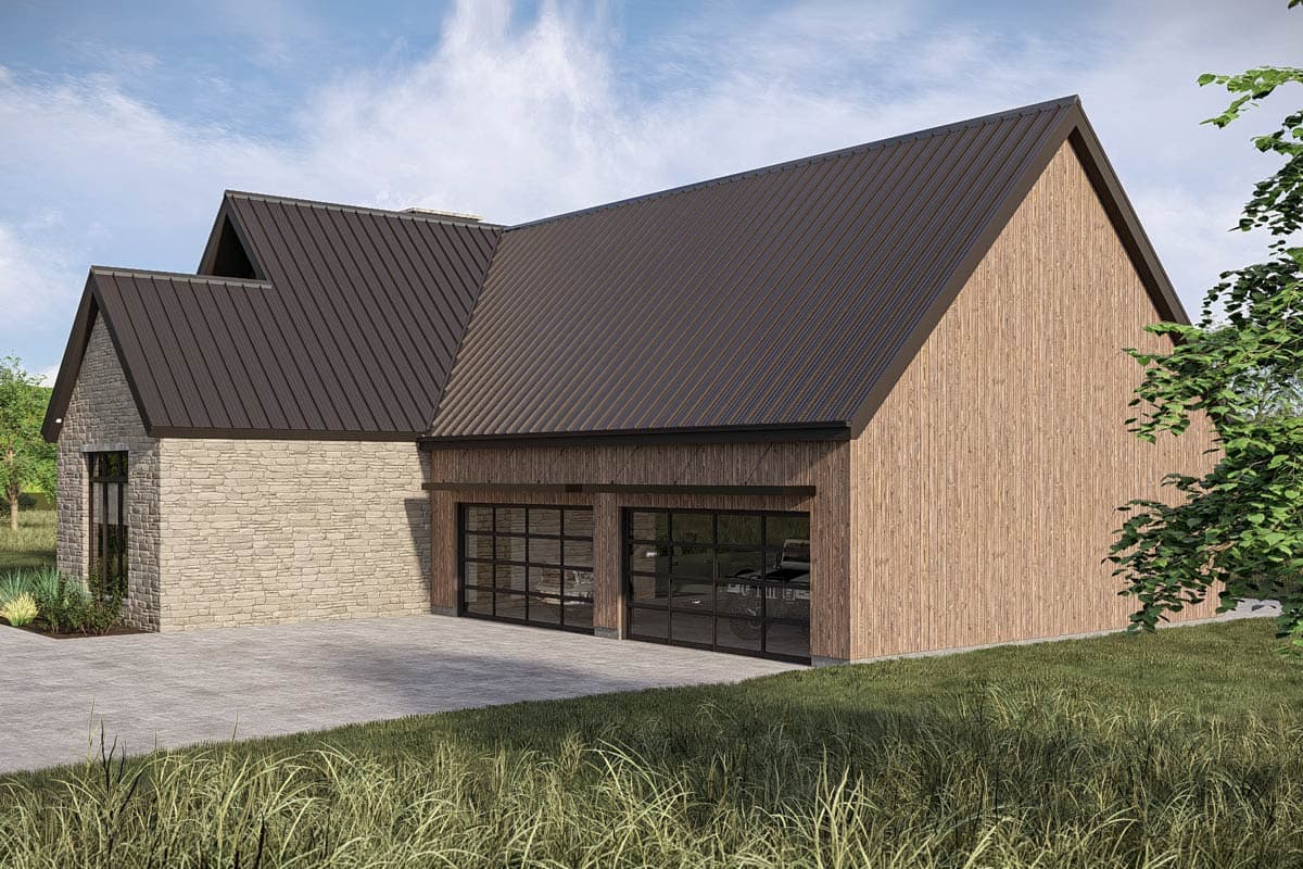 Plan 623690DJ: Modern Barndominium House Plan with 2 Bedrooms and 4-Car Garage - Image #7 - Barndominium, Modern