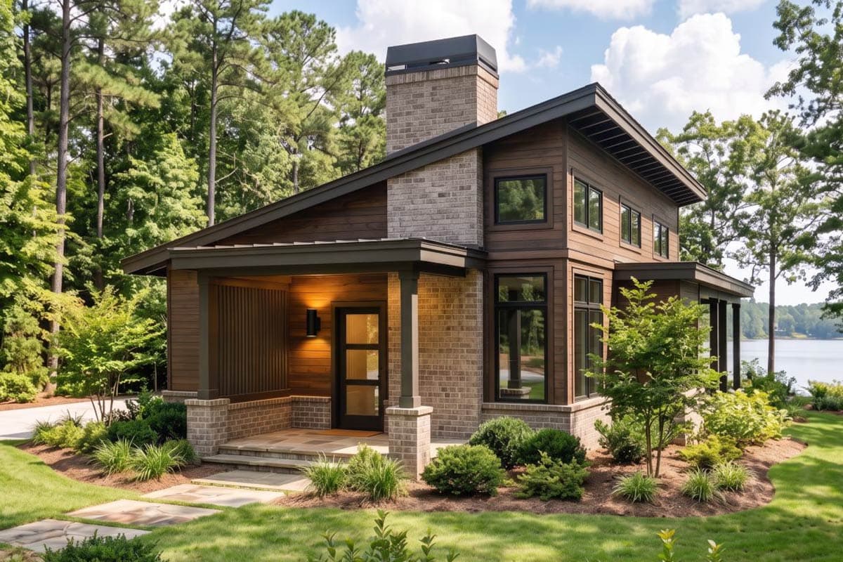 Contemporary Mountain House Plan with Vaulted Great Room and Carport