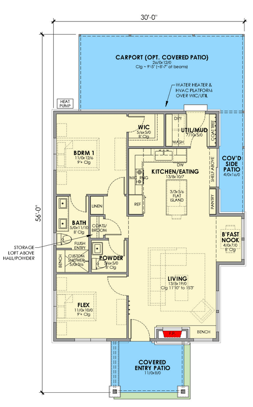 Plan 470323REY: Contemporary Mountain House Plan with Vaulted Great Room and Carport - Floor Plan - Main Level - Contemporary, Modern, Mountain