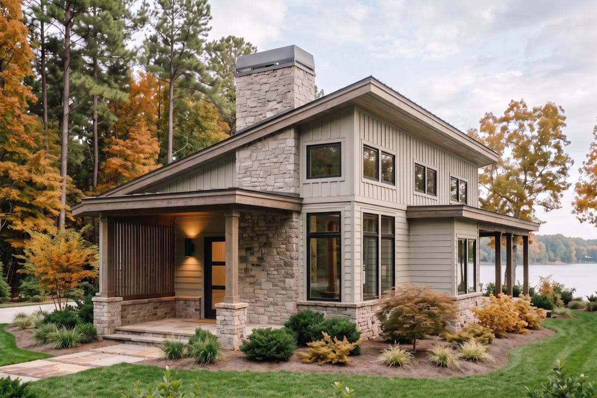 Plan 470323REY: Contemporary Mountain House Plan with Vaulted Great Room and Carport - Image #2 - Contemporary, Modern, Mountain