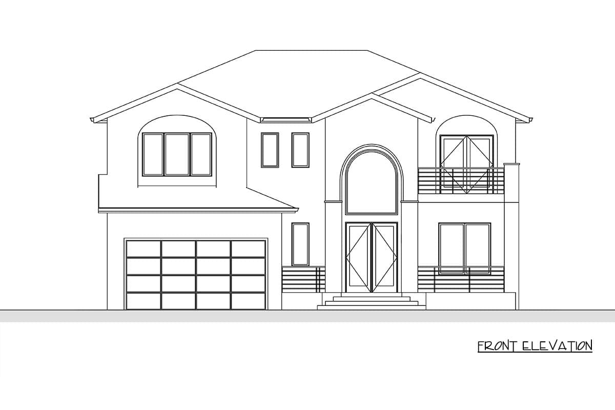 Plan 666325RAF: Contemporary Mediterranean House Plan with Four Bedrooms and Private Veranda - Image #5 - Contemporary, European, Mediterranean