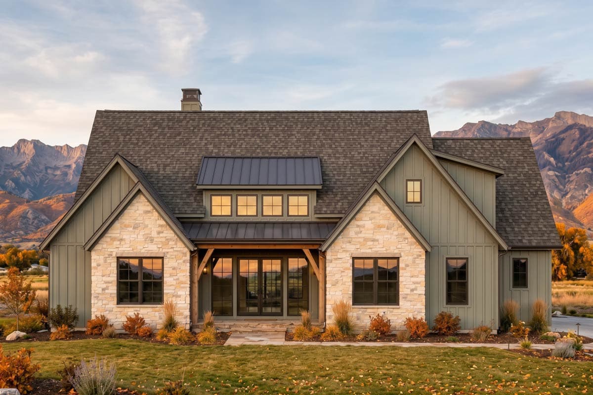 Plan image - 818229JSS:Modern Farmhouse House Plan with 4 Bedrooms and Bonus Room